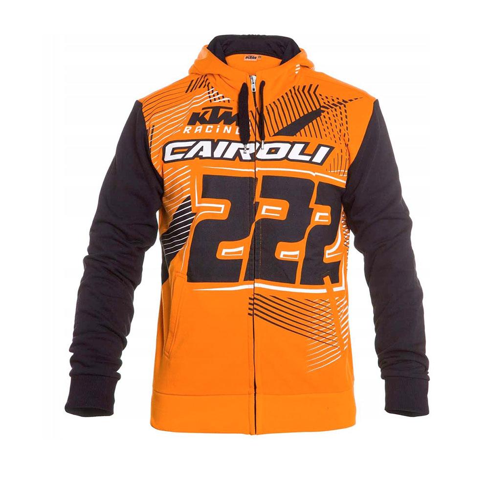 VR46 FELPA CON ZIP TONY CAIROLI TC222 KTM ORANGE ORIGINALE